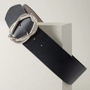 WHBM Molten Buckle Wide Stretchy Belt Black XL (RUNS SMALL)